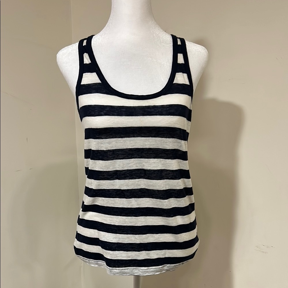 J Crew Striped Navy Blue and White Women's Tank Top